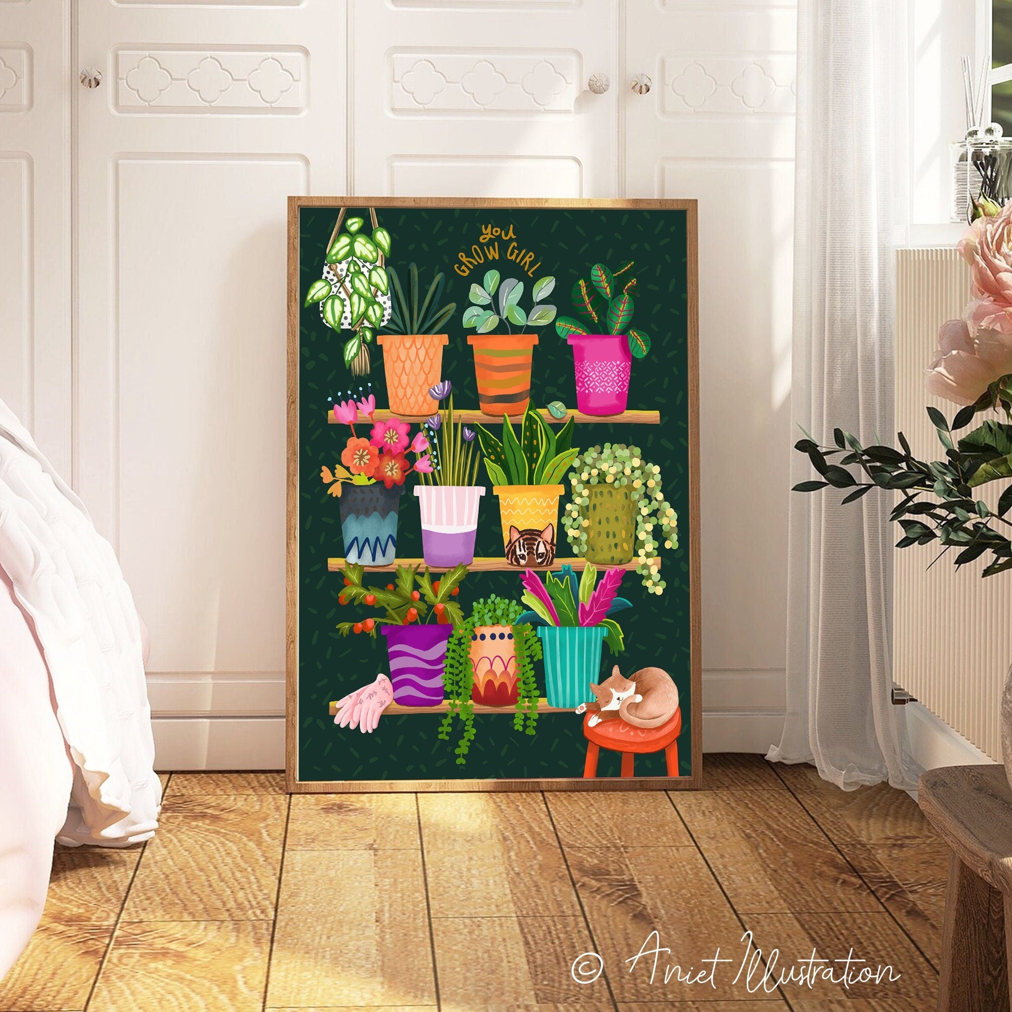 gift house plants House Plant Lover Illustration Housewarming Gift Gardening You Grow Gi