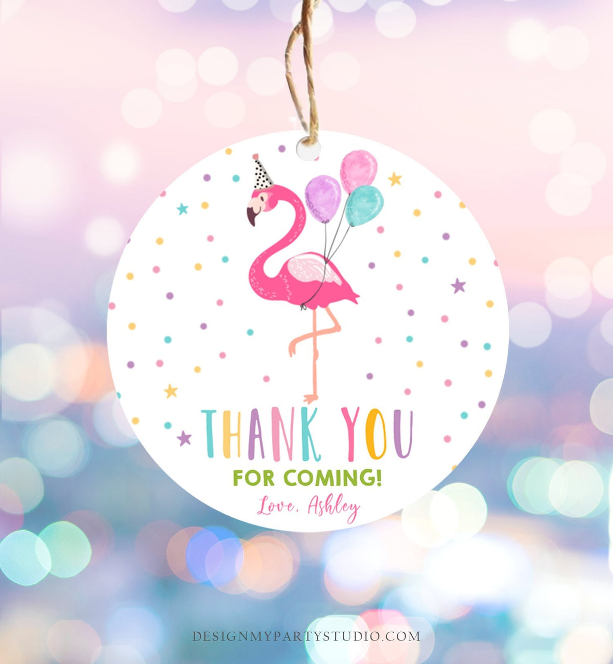 Editable Flamingo Favor Tag Drive By Birthday Favors Party Parade Cars Tropical Thank You Gift Tags Pink Girl Corjl Template Printable 0200