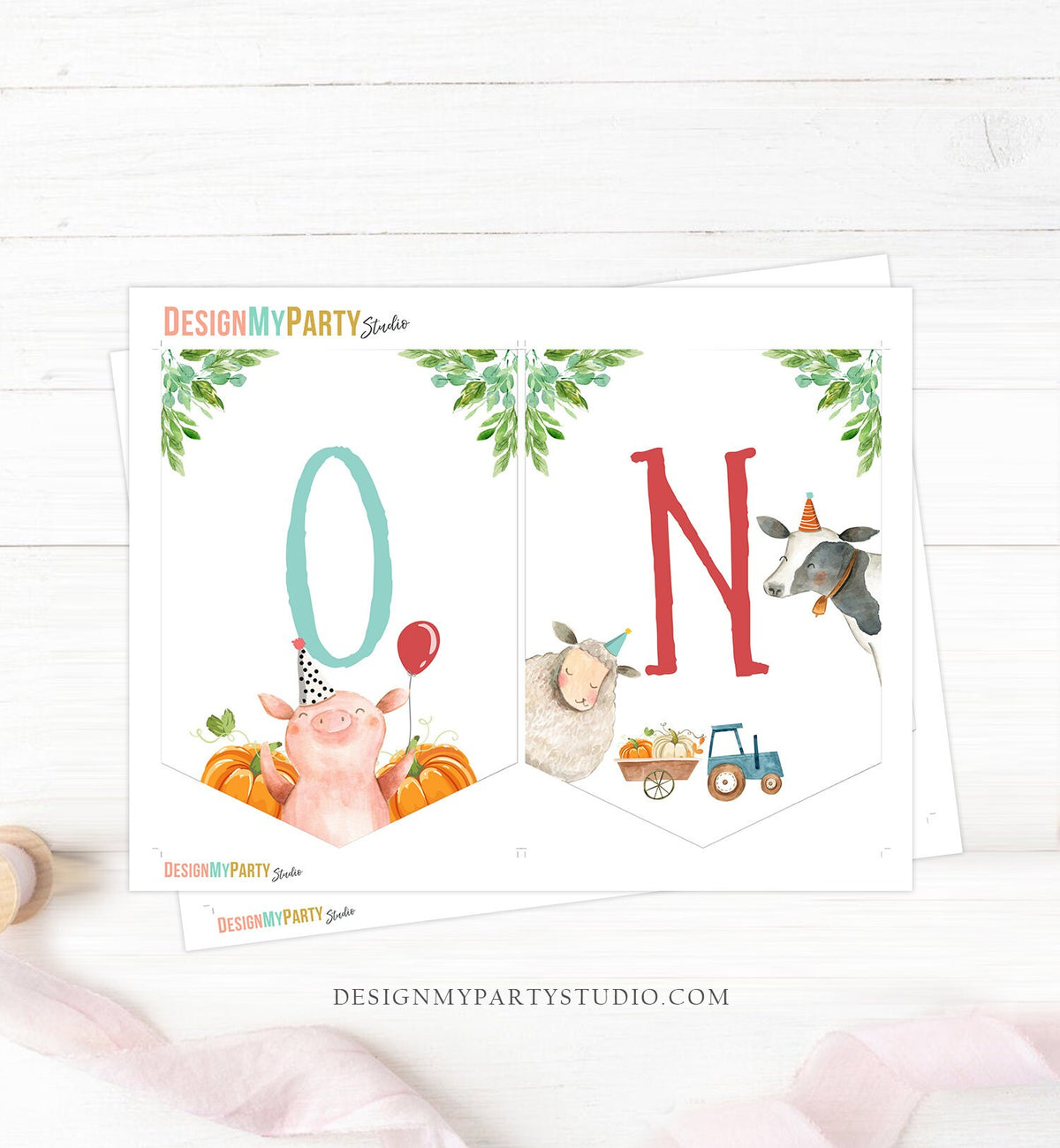 Farm High Chair Banner Boy Farm 1st Birthday Banner High Chair One Banner Farm Animals First Bday Pumpkin Fall Decor PRINTABLE Digital 0155