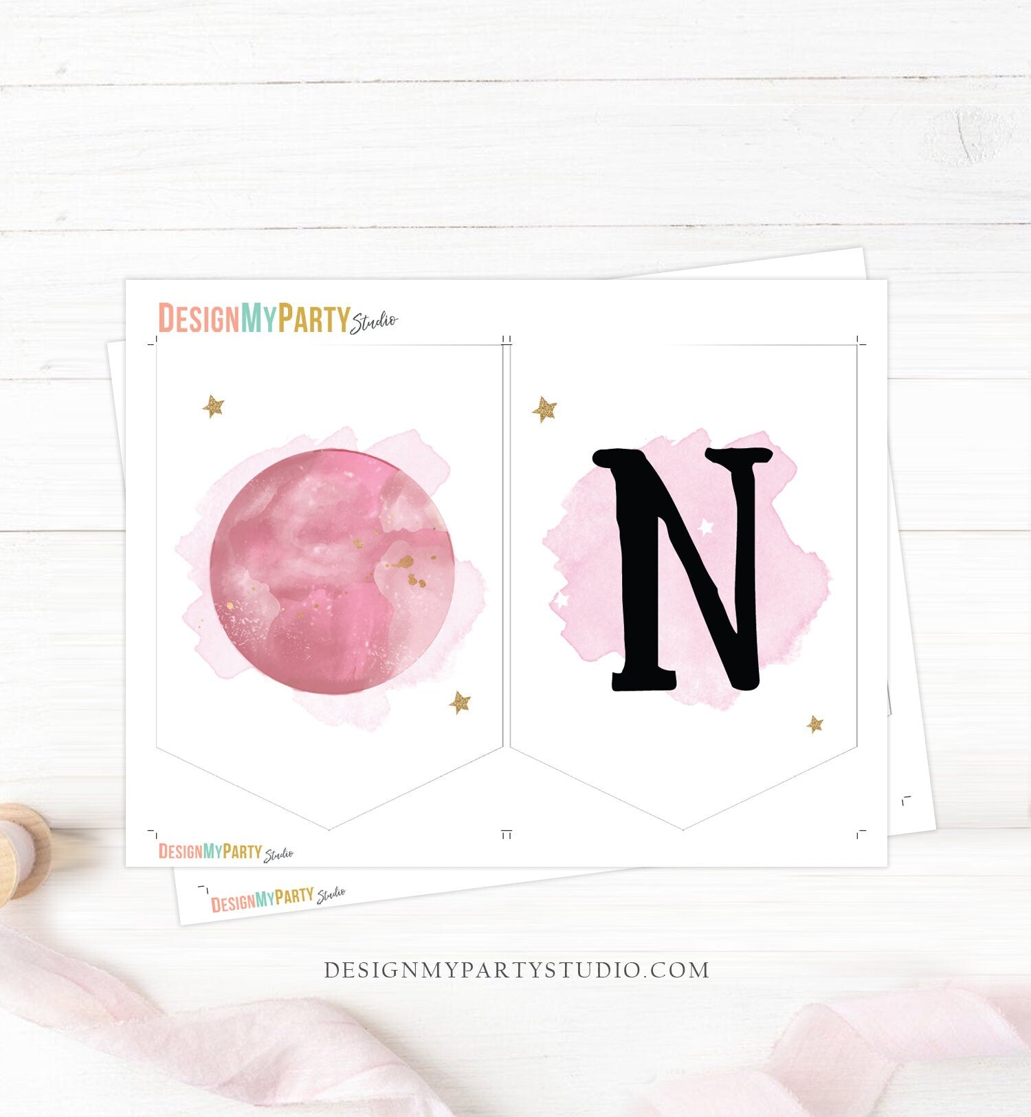 Outer Space Planets High Chair Banner Astronaut Rocket 1st First Birthday Girl High Chair ONE Banner Party Decor PRINTABLE Digital 0357