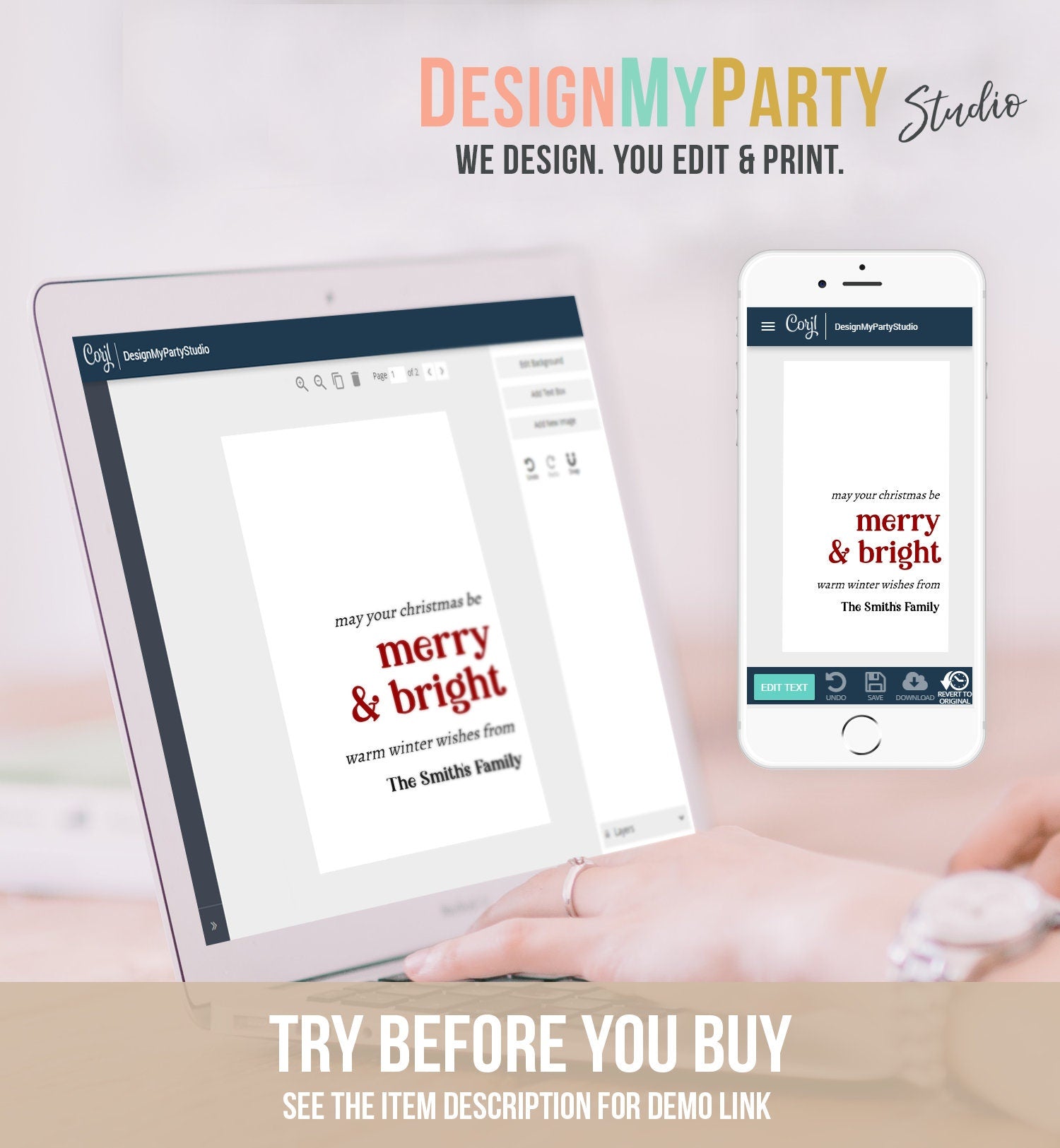 Editable Holiday Gift Tags Christmas Gift Tags Merry & Bright Minimalist Holiday Labels Coworkers Digital Download Template Printable 0443