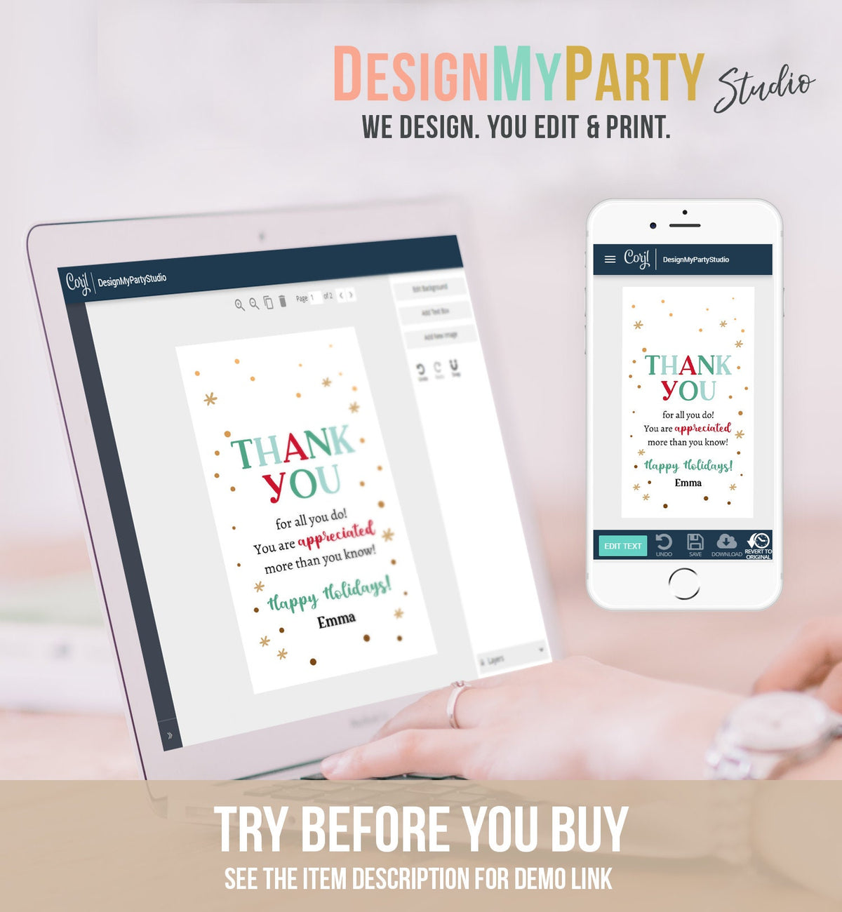 Editable Thank you for all you do Favor Tag Christmas Gift Tag Holiday Appreciation Teacher Family Staff Digital Template Printable 0443