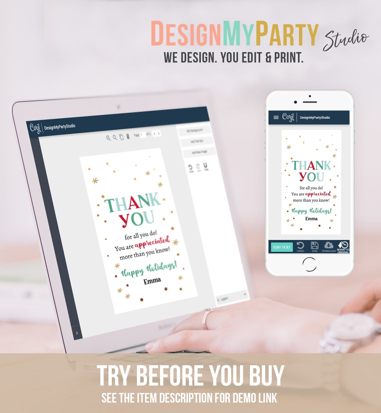 Editable Thank you for all you do Favor Tag Christmas Gift Tag Holiday Appreciation Teacher Family Staff Digital Template Printable 0443