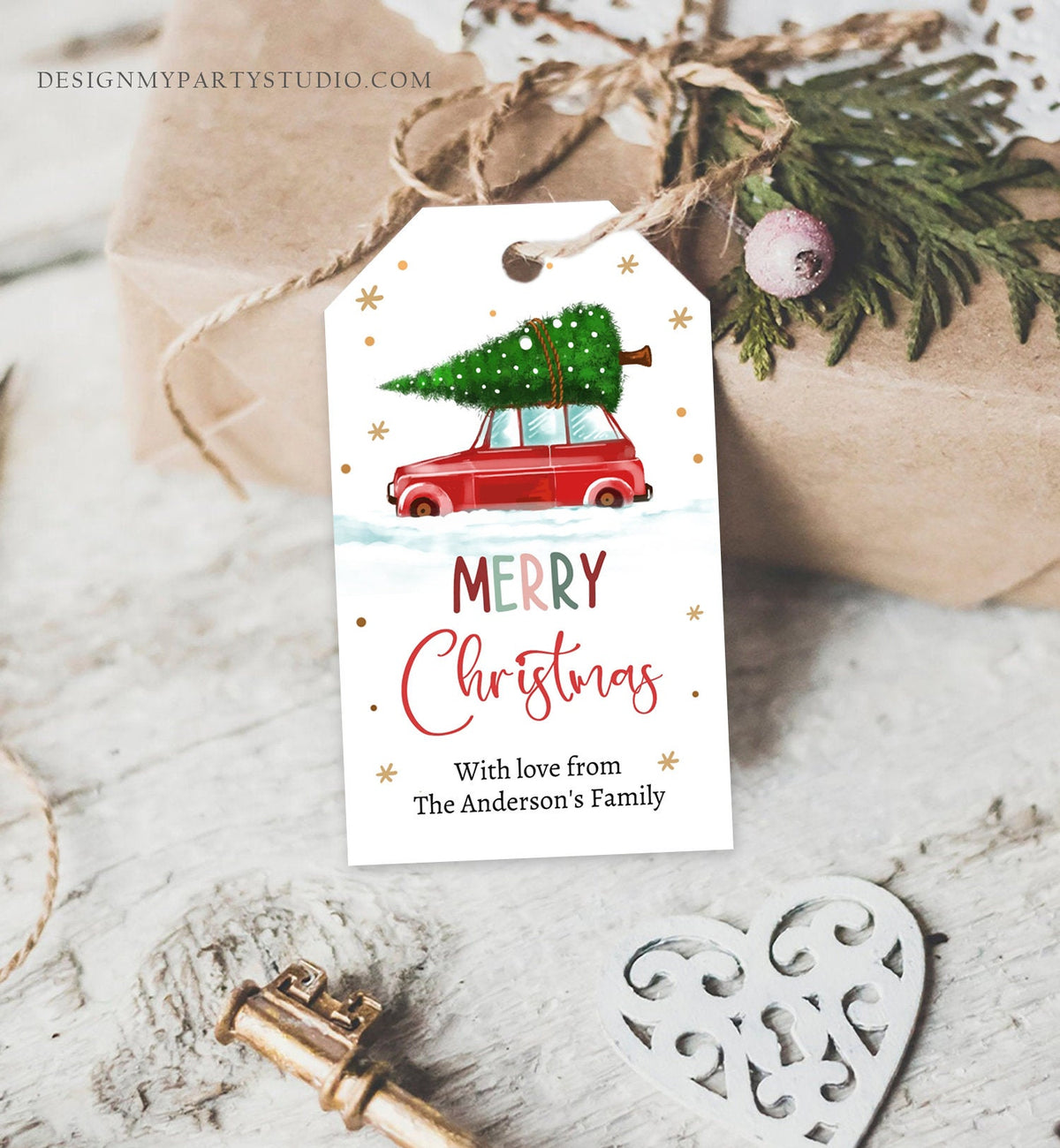 Editable Merry Christmas Gift Tag Personalized Holiday Tag Holiday Labels Tree Car Winter Teacher Digital Download Template Printable 0443