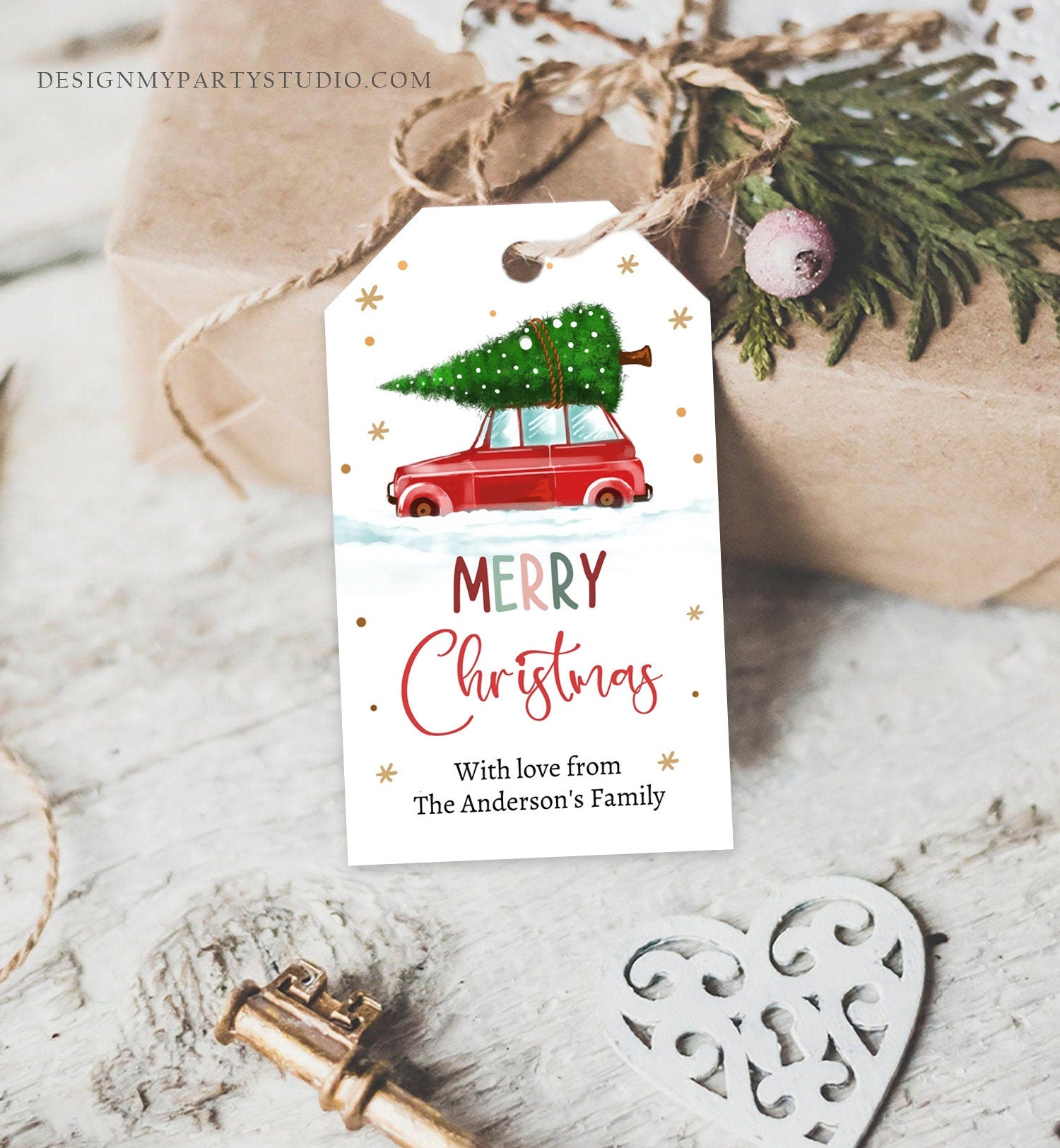 Editable Merry Christmas Gift Tag Personalized Holiday Tag Holiday Labels Tree Car Winter Teacher Digital Download Template Printable 0443