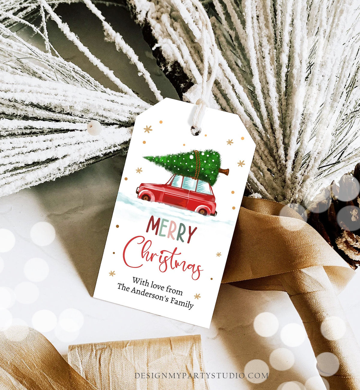 Editable Merry Christmas Gift Tag Personalized Holiday Tag Holiday Labels Tree Car Winter Teacher Digital Download Template Printable 0443