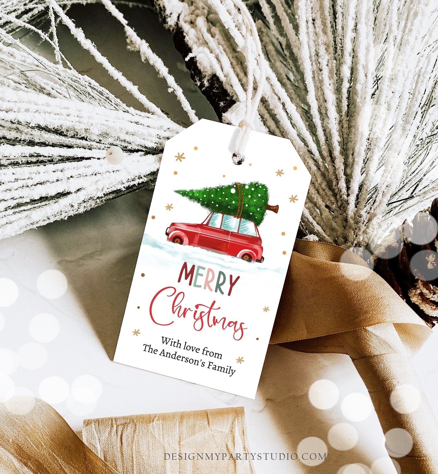 Editable Merry Christmas Gift Tag Personalized Holiday Tag Holiday Labels Tree Car Winter Teacher Digital Download Template Printable 0443