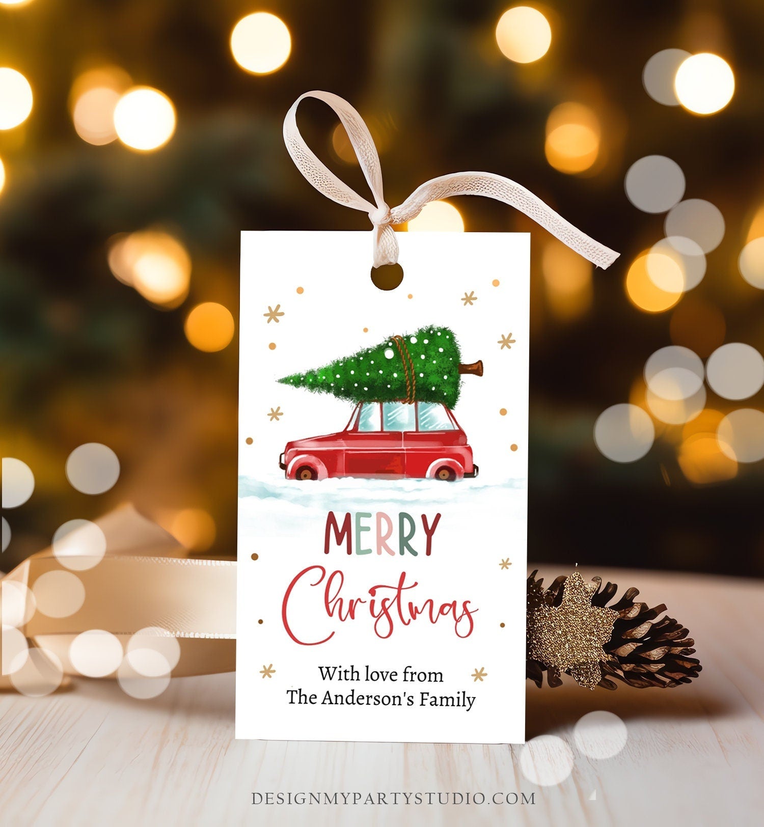 Editable Merry Christmas Gift Tag Personalized Holiday Tag Holiday Labels Tree Car Winter Teacher Digital Download Template Printable 0443