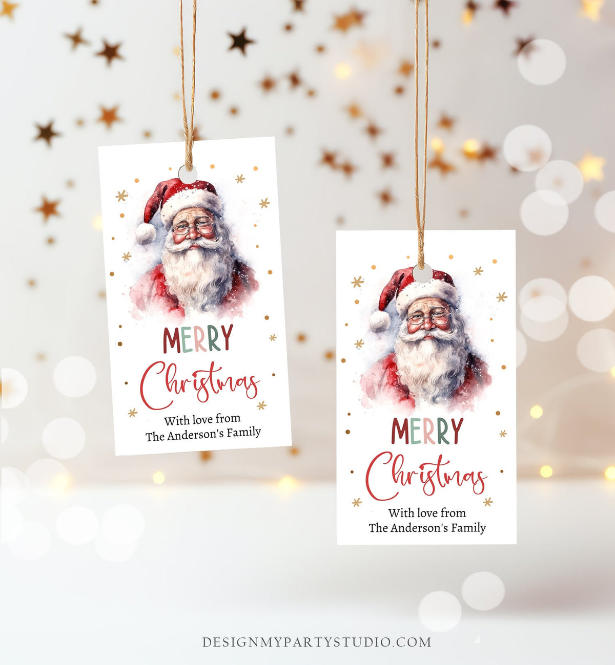 Editable Christmas Gift Tags Holiday Favor Tags Merry Christmas Holiday Tags Holiday Labels Santa Claus Family Download Printable Corjl 0443