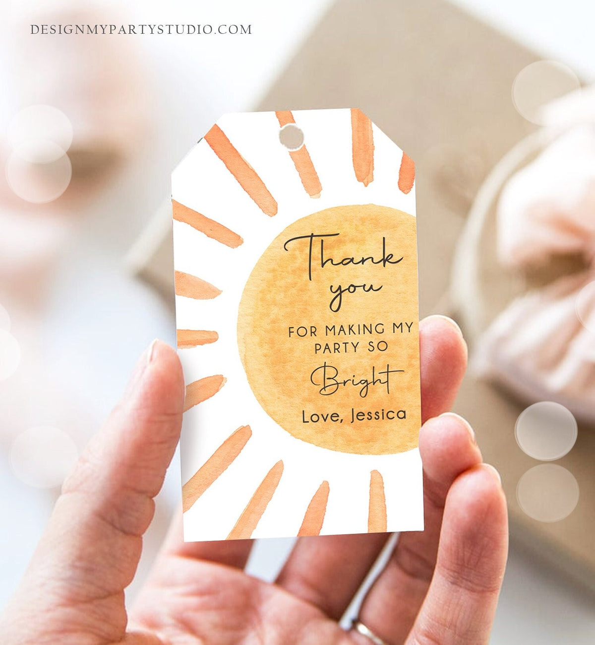 Editable Sunshine Favor tags Little Sunshine Birthday Thank you tag Girl Trip Around The Sun Boho Summer Template PRINTABLE Corjl 0431