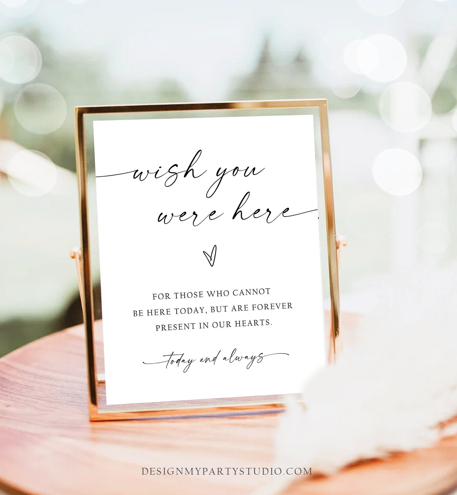 Editable Wish You Were Here Sign Minimalist Memorial Sign Modern Wedding In Loving Memory Boho Rustic Digital Download Printable 0493