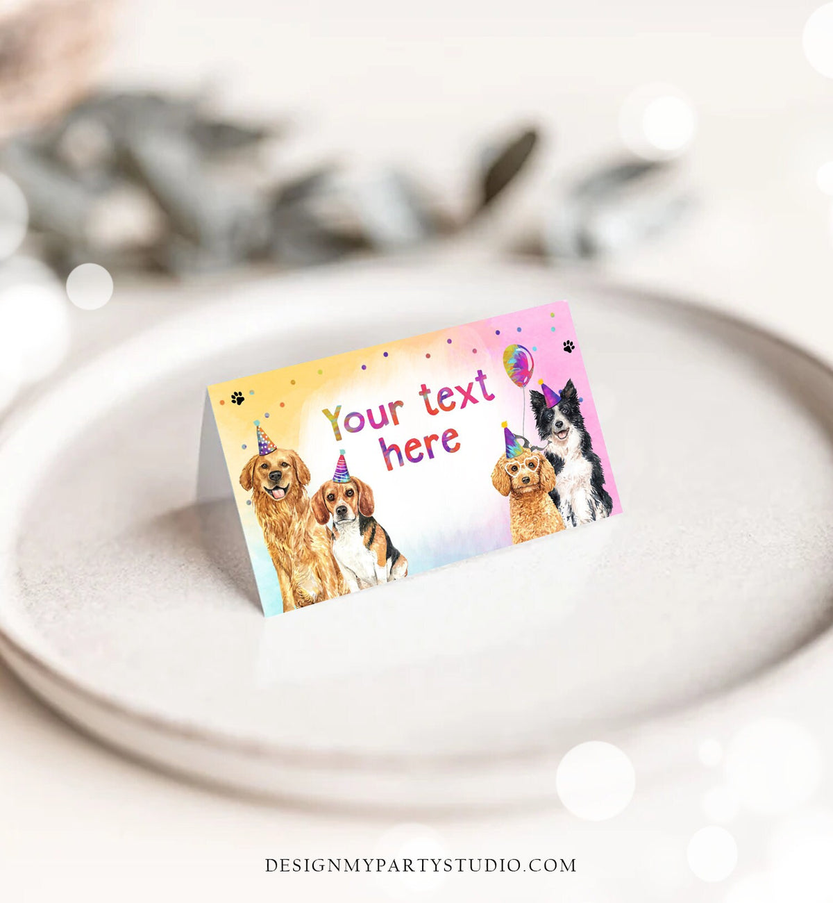 Editable Dog Food Labels Dog Birthday Place Card Tent Card Party Animals Puppy Party Pet Vet Doggy Shelter Digital Template Printable 0460