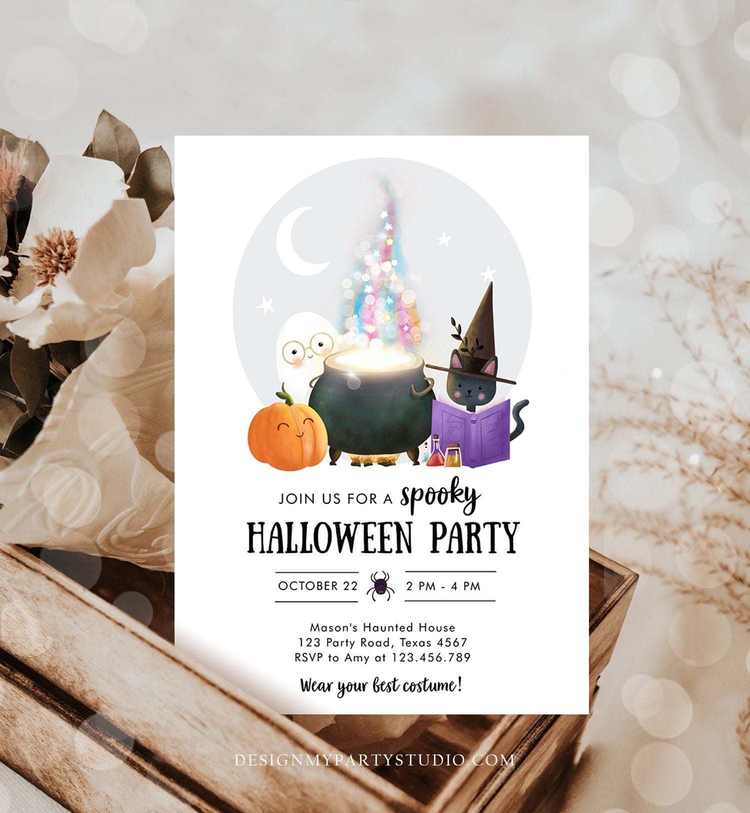 Editable Halloween Party Invitation Halloween Birthday Kids Costume Party Spooky Celebration Digital Evite Template Printable 0480 0009