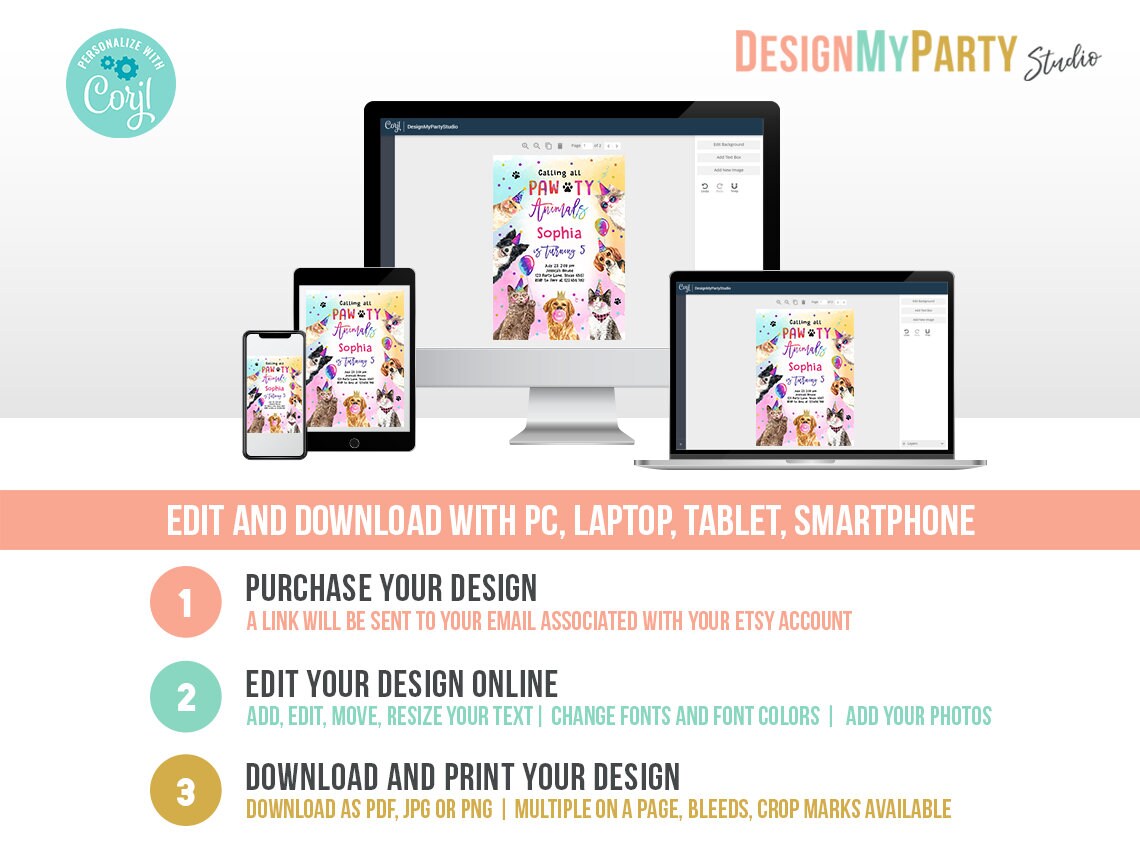 Dog Birthday Invitation Bundle Dogs Puppy Party Invite Birthday Come Sit Stay Boy 1st Birthday Printable Corjl Template 0460