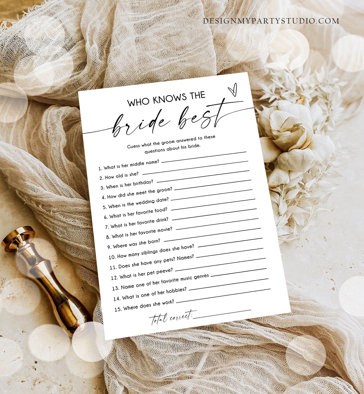 Editable Who Knows the Bride Best Bridal Shower Game Minimalist Modern - Design My Party Studio editable-who-knows-the-bride-best-bridal-shower-game-minimalist-modern-design-my-party-studio
