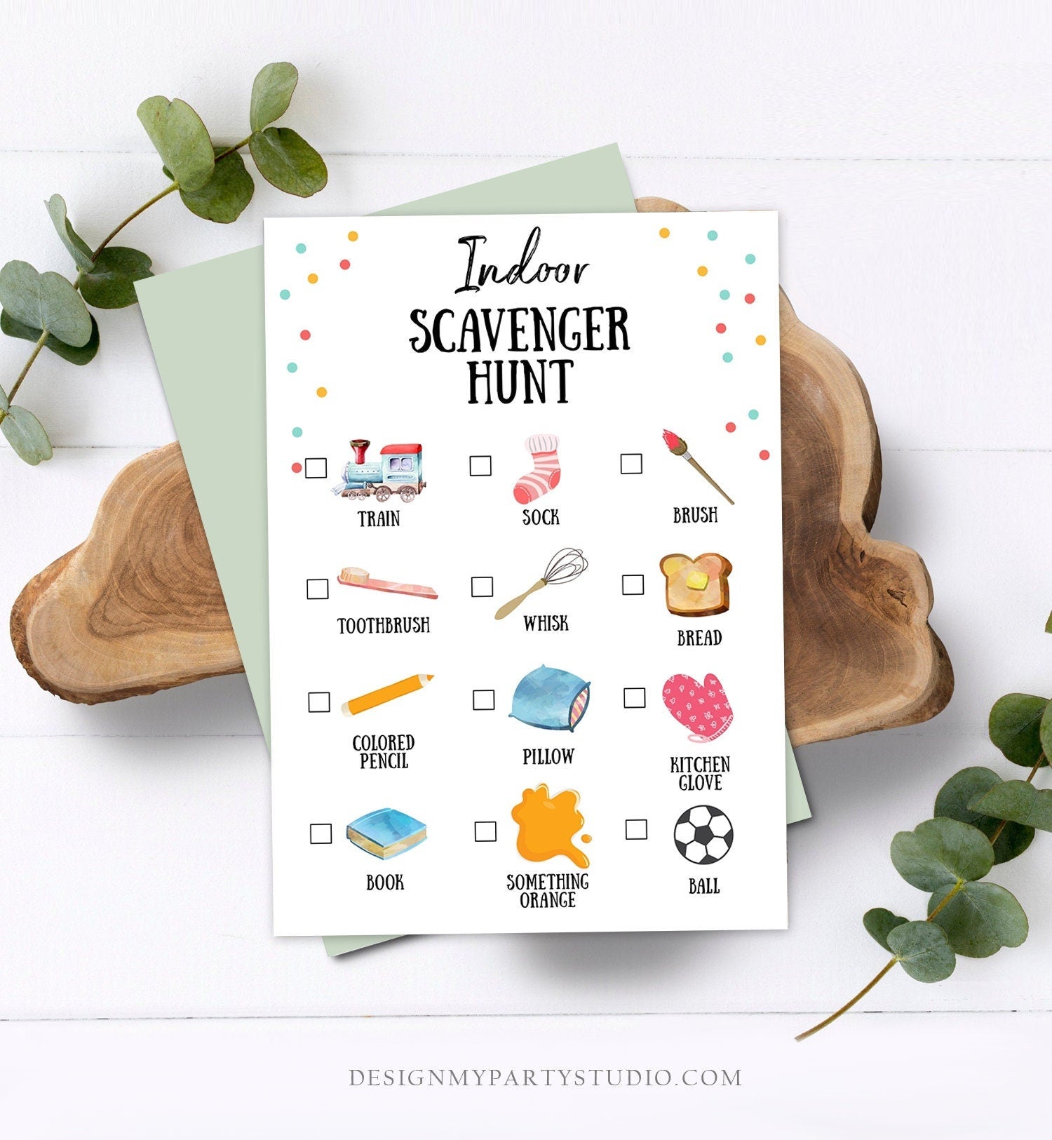 Editable Indoor Scavenger Hunt for Kids Preschool Game Toddler Activity Printable Game Day Play Activities for Kids Download Corjl Template