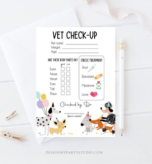 Vet Check Up Exam Sheet Pet Check-Up Dog Birthday Party Puppy Party Hospital Puppy Adoption Adopt a Pet Girl Pink Download Printable 0429