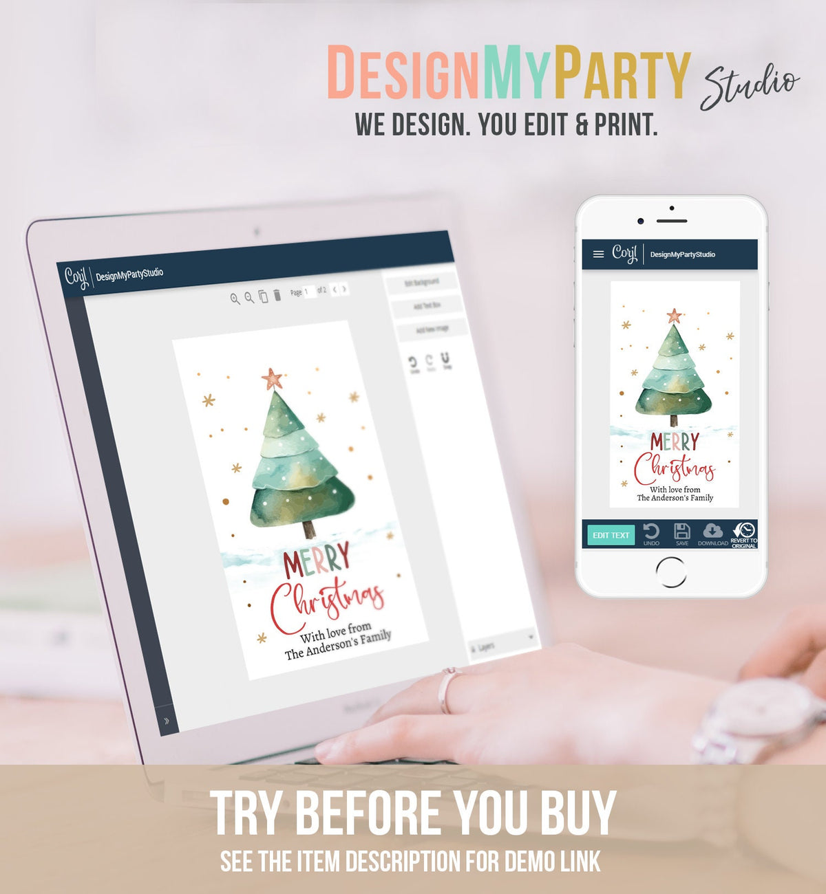 Editable Christmas Favor Tags Holiday Gift Tags Merry Christmas Holiday Tags Holiday Labels Tree Gold Teacher Download Printable Corjl 0443