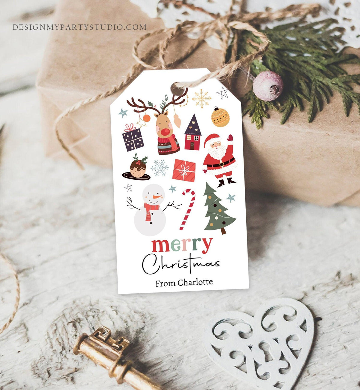 Editable Christmas Gift Tags Holiday Favor Tags Merry Christmas Holiday Tags Holiday Labels Santa Claus Family Download Printable Corjl 0443