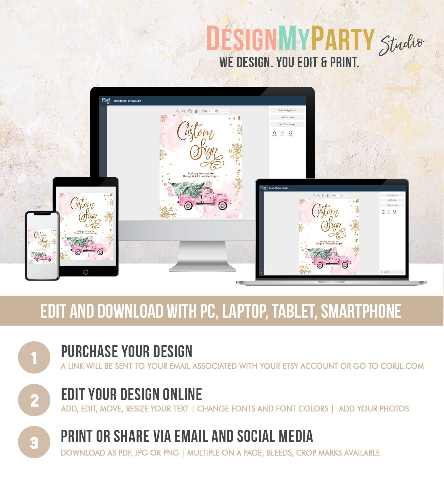 Editable Custom Sign Winter Truck Sign Winter Onederland Pink Truck Girl First Birthday Party 8x10 Digital Download Template Printable 0495