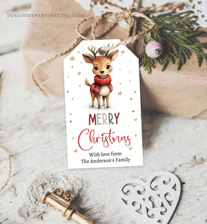 Editable Christmas Gift Tags Holiday Favor Tags Merry Christmas Holiday Tags Holiday Labels Deer Santa Family Download Printable Corjl 0443