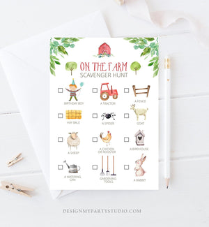 Editable Farm Scavenger Hunt Checklist Game Party Farm Birthday Barnyard Party Kids Animals Nature Instant Download Template Corjl 0155