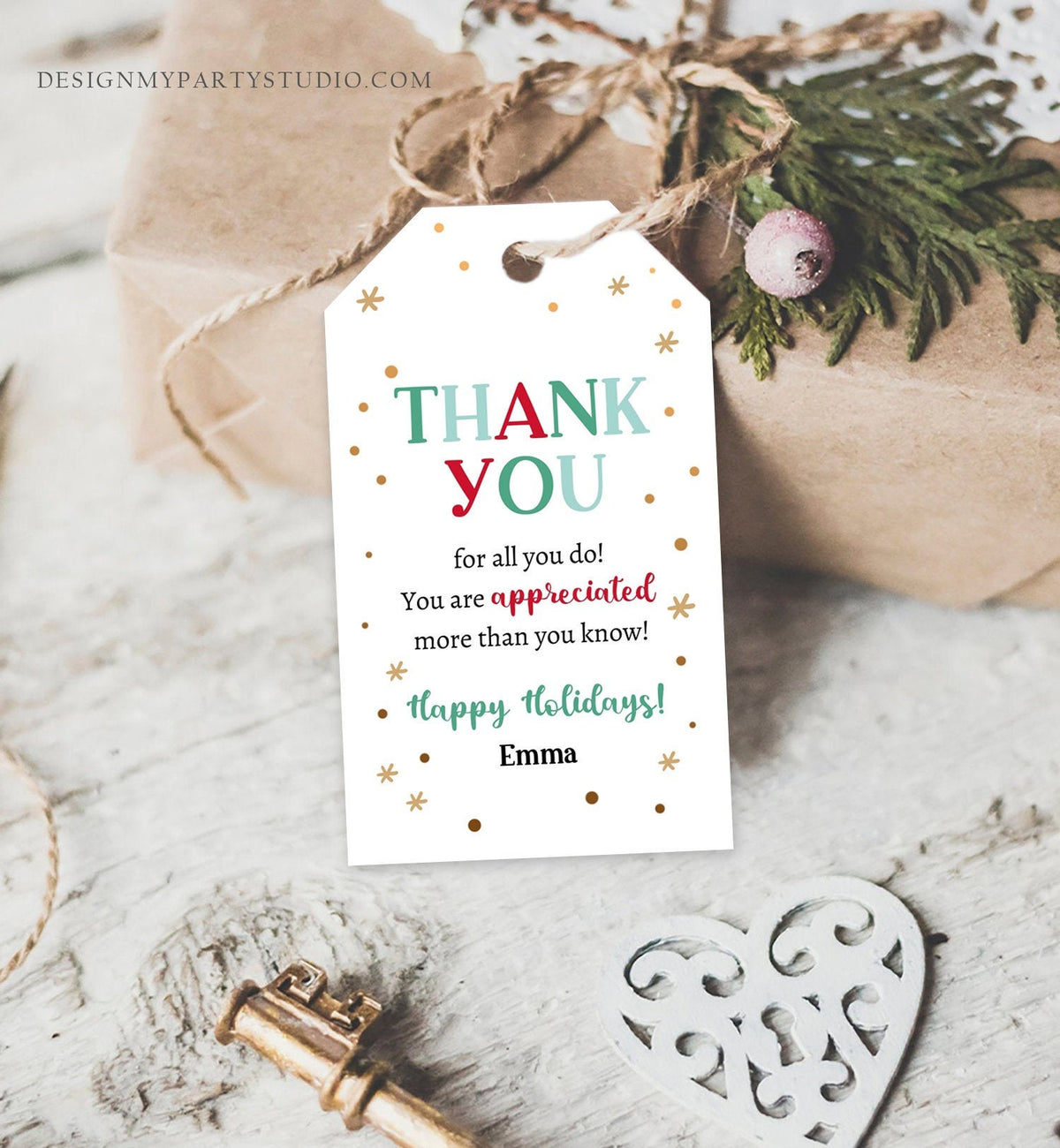 Editable Thank you for all you do Favor Tag Christmas Gift Tag Holiday Appreciation Teacher Family Staff Digital Template Printable 0443
