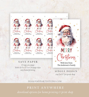 Editable Christmas Gift Tags Holiday Favor Tags Merry Christmas Holiday Tags Holiday Labels Santa Claus Family Download Printable Corjl 0443