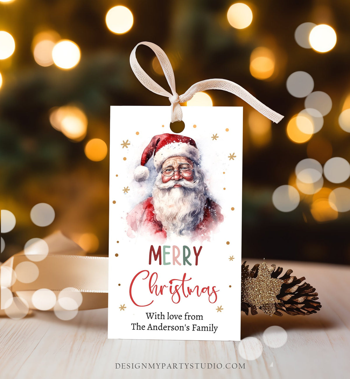 Editable Christmas Gift Tags Holiday Favor Tags Merry Christmas Holiday Tags Holiday Labels Santa Claus Family Download Printable Corjl 0443