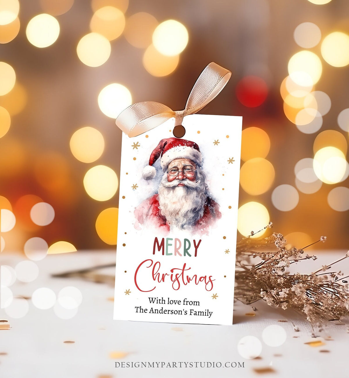 Editable Christmas Gift Tags Holiday Favor Tags Merry Christmas Holiday Tags Holiday Labels Santa Claus Family Download Printable Corjl 0443
