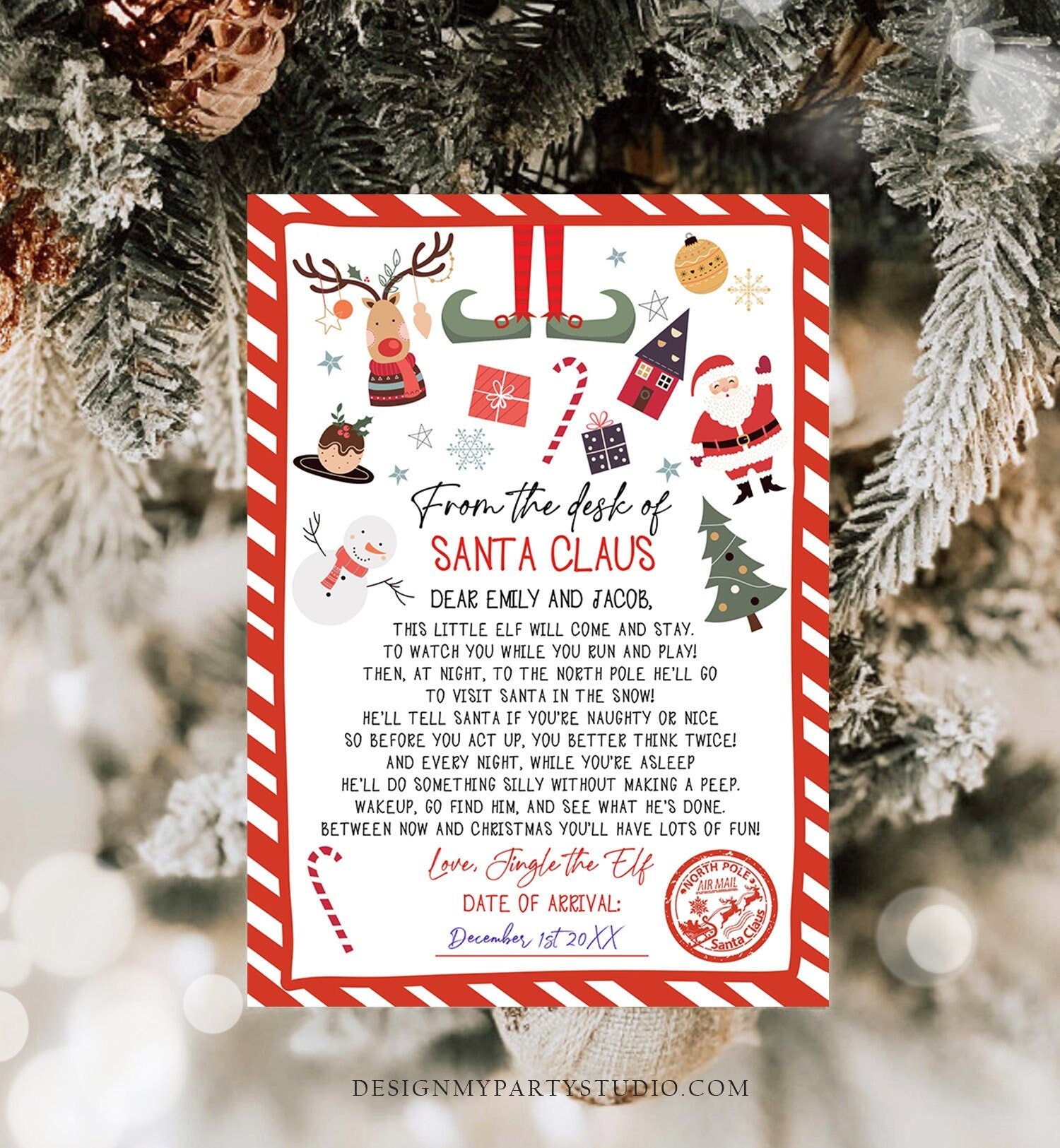 Editable First Time Elf Arrival Letter Return Letter Christmas Elf I'm Back Elf Welcome Christmas Elf Santa Claus Printable Template 0496