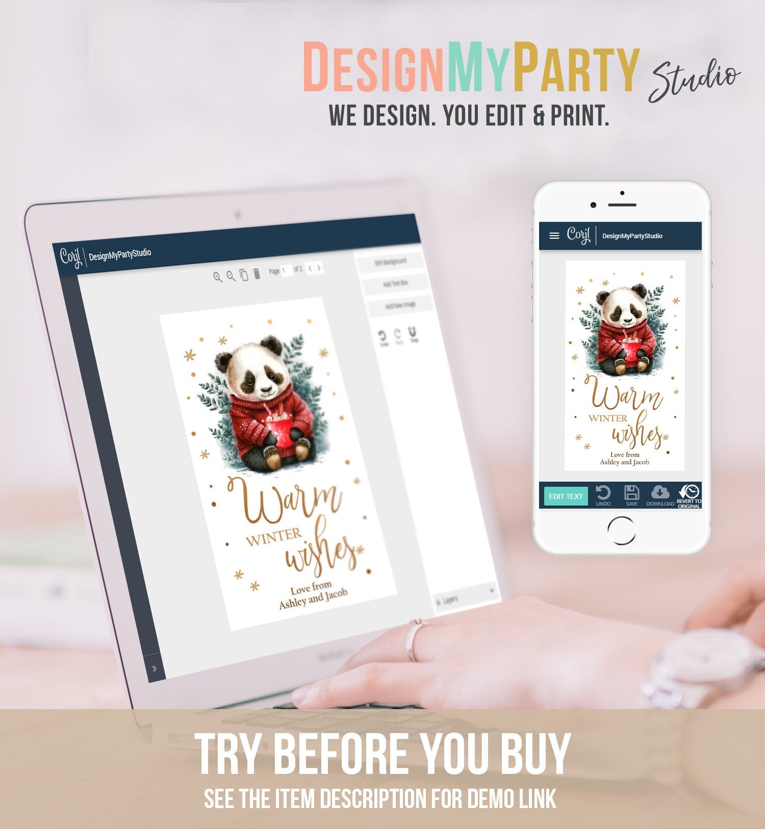 Editable Warm Wishes Tag Personalized Christmas Tag Hot Cocoa Tag Holiday Gift Tag Hot Chocolate Digital Download Template Printable 0443