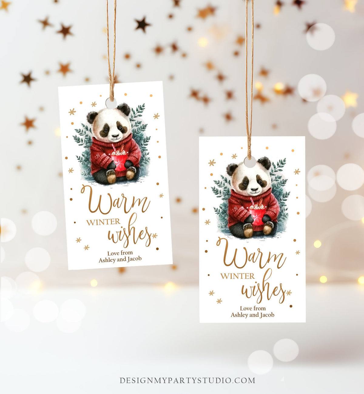 Editable Warm Wishes Tag Personalized Christmas Tag Hot Cocoa Tag Holiday Gift Tag Hot Chocolate Digital Download Template Printable 0443