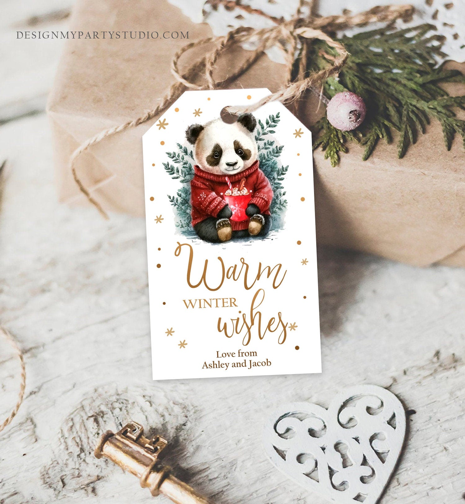 Editable Warm Wishes Tag Personalized Christmas Tag Hot Cocoa Tag Holiday Gift Tag Hot Chocolate Digital Download Template Printable 0443