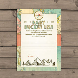 Adventure baby shower Baby Bucket List game Instant download Map baby shower Travel baby shower game Gender neutral places PRINTABLE 0044