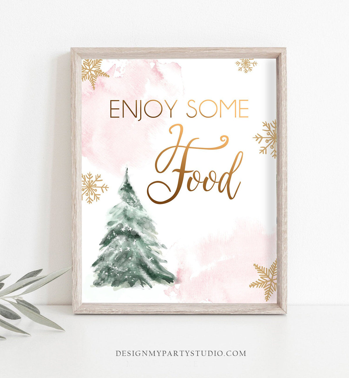 Food Sign Winter Tree Watercolor Snow Girl Baby Shower Foods Table Sign Winter Party Birthday Snacks Dessert Instant Download Printable 0363