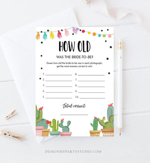 Editable How Old Was The Bride Bridal Shower Game Cactus Fiesta Mexican Coed Shower Games Wedding Activity Corjl Template Printable 0254