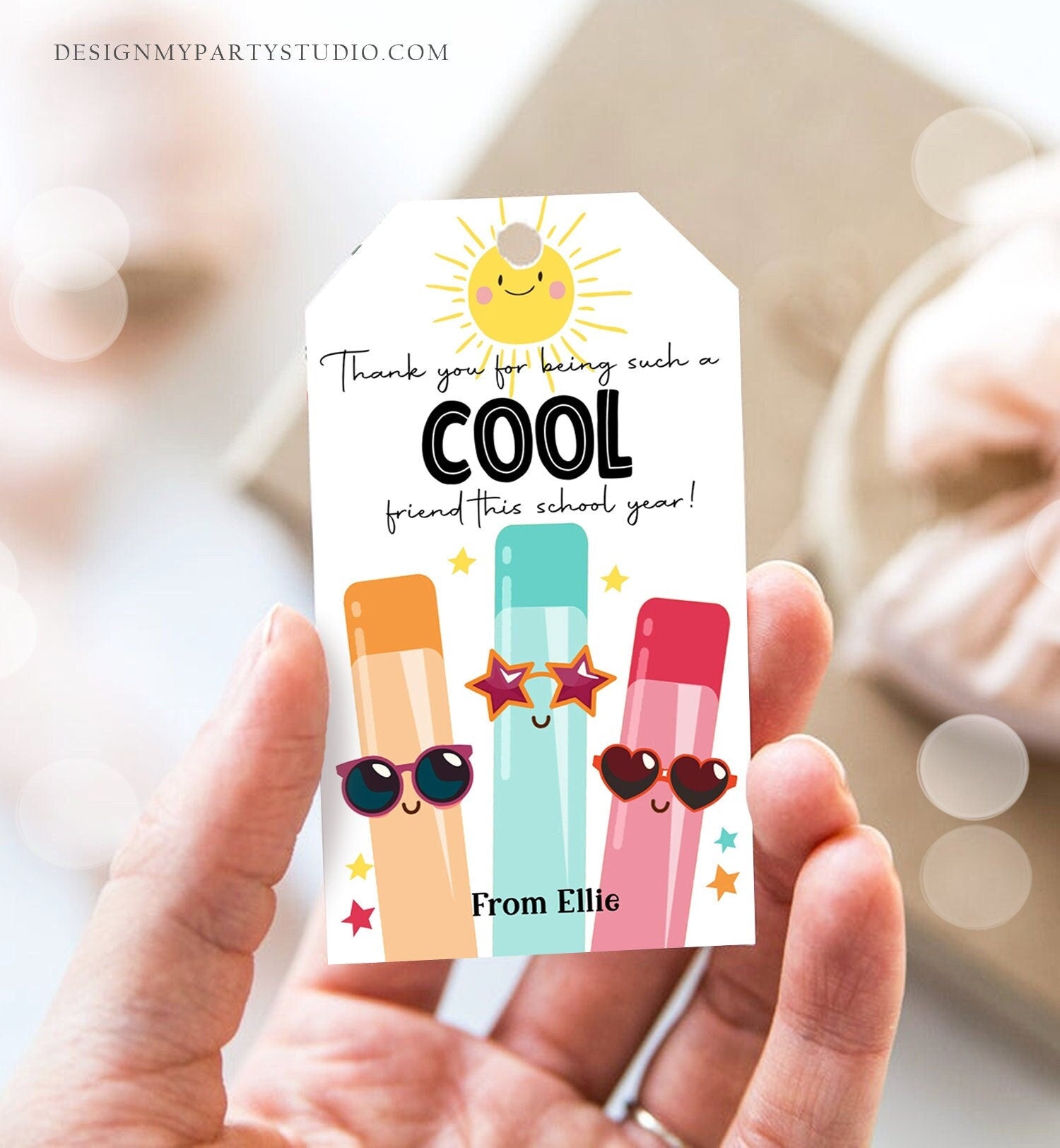 Editable Last Day of School Tag Cool Friend Ice Tag Summer End Of School Year Tag Freeze Cool Treat Summer Digital Template Printable 0464