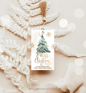 Editable Christmas Favor Tags Holiday Gift Tags Merry Christmas Holiday Tags Holiday Labels Tree Red Gold Download Printable Corjl 0363 0443