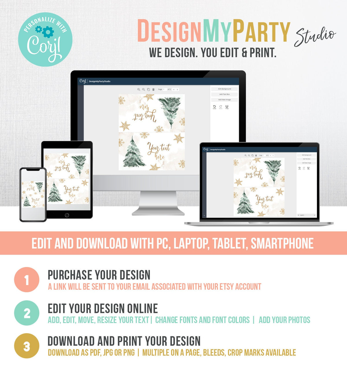 Editable Baby It&#39;s Cold Outside Food Tent Cards Winter Tree Labels Neutral Gold Birthday Baby Shower Place Digital Template Printable 0363