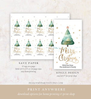 Editable Christmas Favor Tags Holiday Gift Tags Merry Christmas Holiday Tags Holiday Labels Tree Gold Teacher Download Printable Corjl 0443