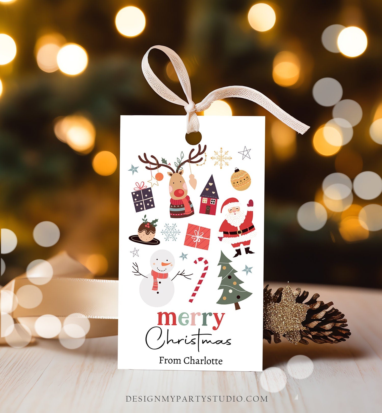 Editable Christmas Gift Tags Holiday Favor Tags Merry Christmas Holiday Tags Holiday Labels Santa Claus Family Download Printable Corjl 0443