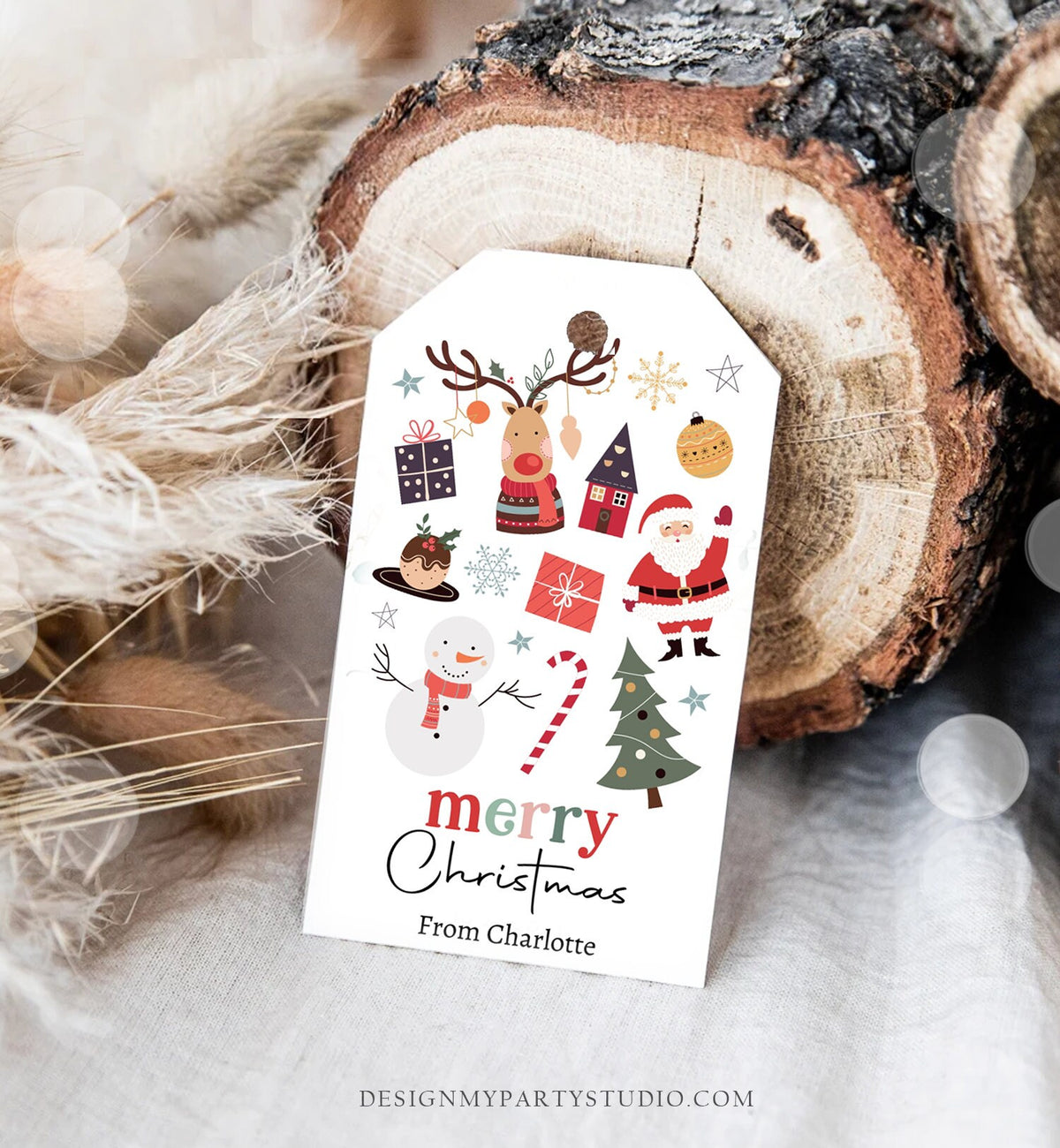 Editable Christmas Gift Tags Holiday Favor Tags Merry Christmas Holiday Tags Holiday Labels Santa Claus Family Download Printable Corjl 0443