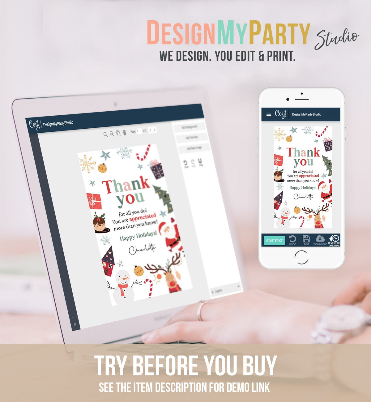 Editable Thank you for all you do Favor Tag Christmas Gift Tag Holiday Appreciation Teacher Family Staff Digital Template Printable 0443