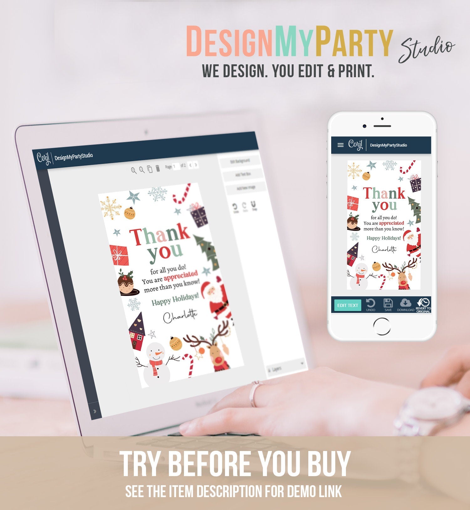 Editable Thank you for all you do Favor Tag Christmas Gift Tag Holiday Appreciation Teacher Family Staff Digital Template Printable 0443