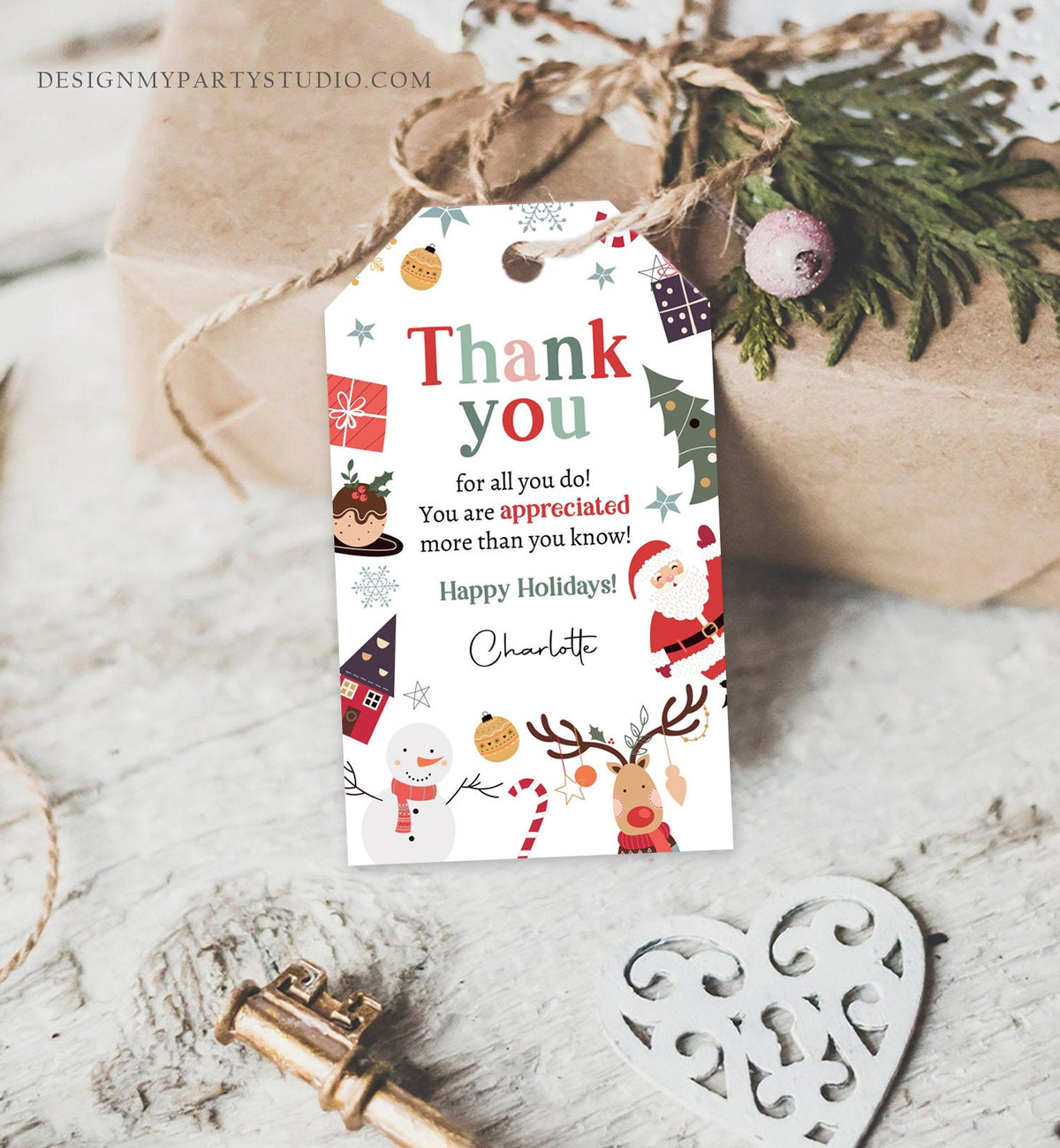Editable Thank you for all you do Favor Tag Christmas Gift Tag Holiday Appreciation Teacher Family Staff Digital Template Printable 0443