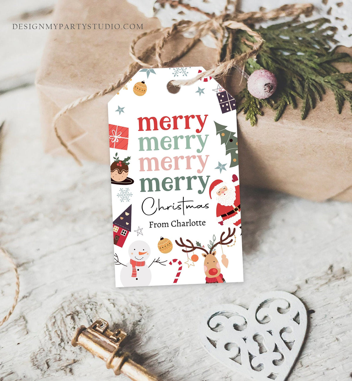 Editable Christmas Gift Tags Holiday Favor Tags Merry Christmas Holiday Tags Holiday Labels Santa Claus Family Download Printable Corjl 0443