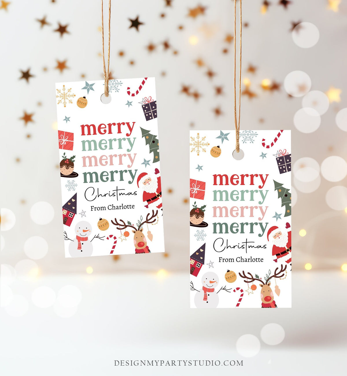 Editable Christmas Gift Tags Holiday Favor Tags Merry Christmas Holiday Tags Holiday Labels Santa Claus Family Download Printable Corjl 0443