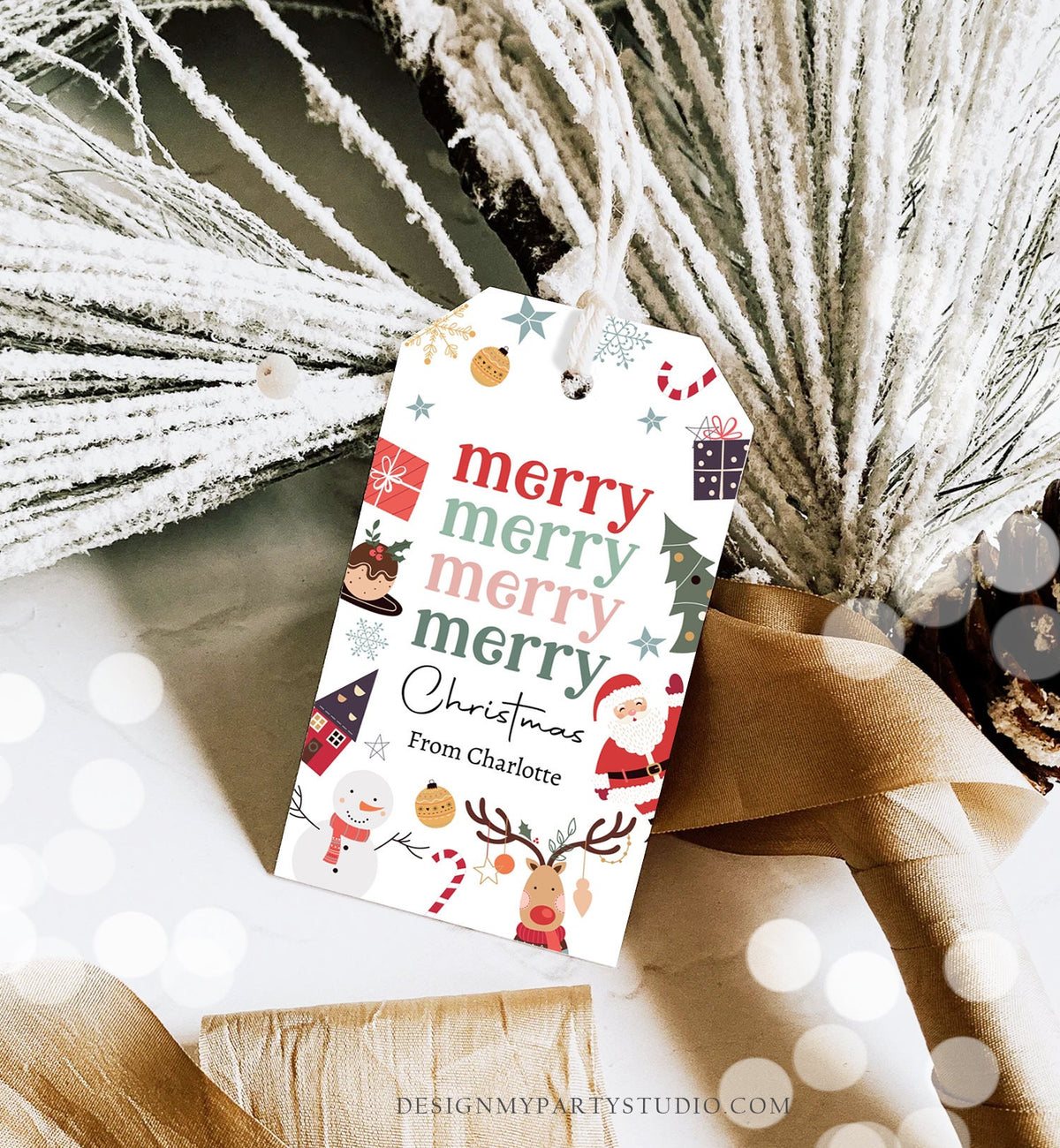 Editable Christmas Gift Tags Holiday Favor Tags Merry Christmas Holiday Tags Holiday Labels Santa Claus Family Download Printable Corjl 0443