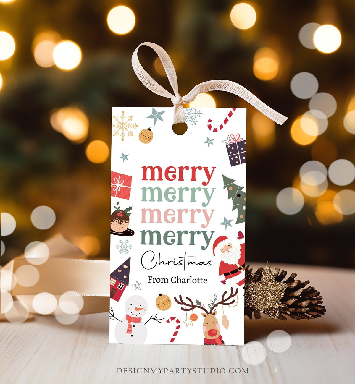 Editable Christmas Gift Tags Holiday Favor Tags Merry Christmas Holiday Tags Holiday Labels Santa Claus Family Download Printable Corjl 0443